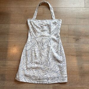 Abercrombie and Fitch Linen White & Light Blue Halter Summer Dress